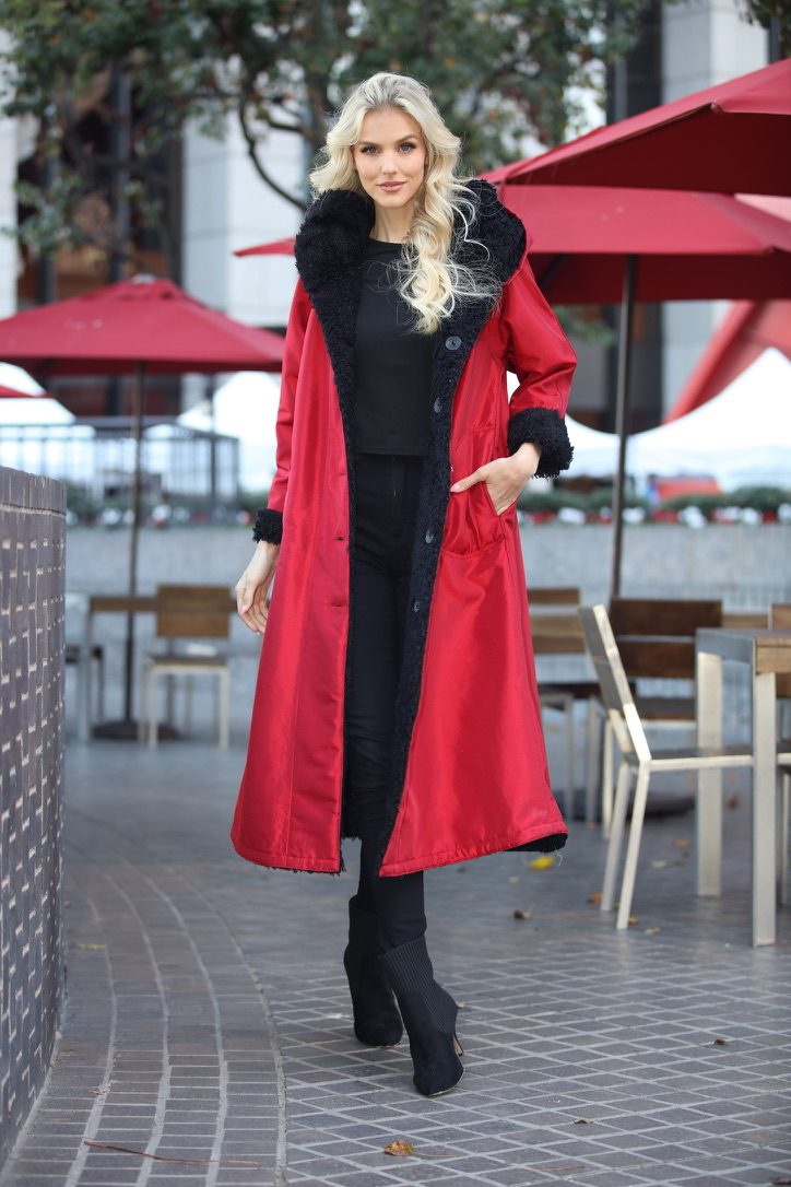 Oop&eacute;ra — red shearling coat