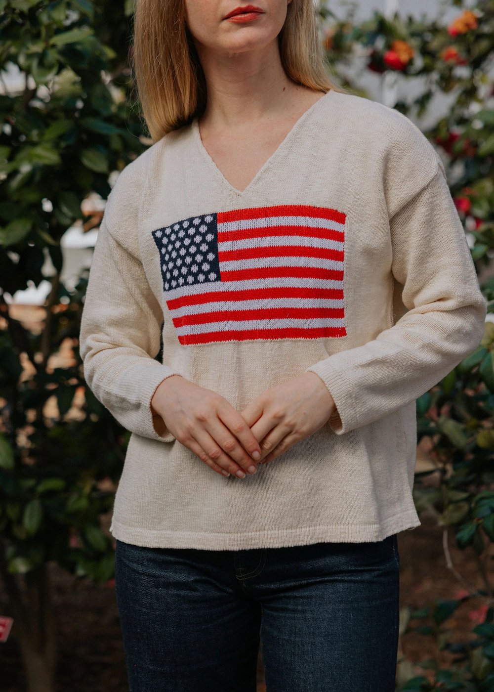Flag knit sweater