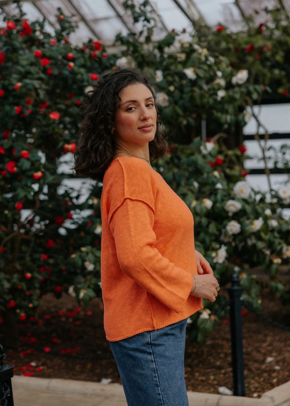 Orange knit sweater