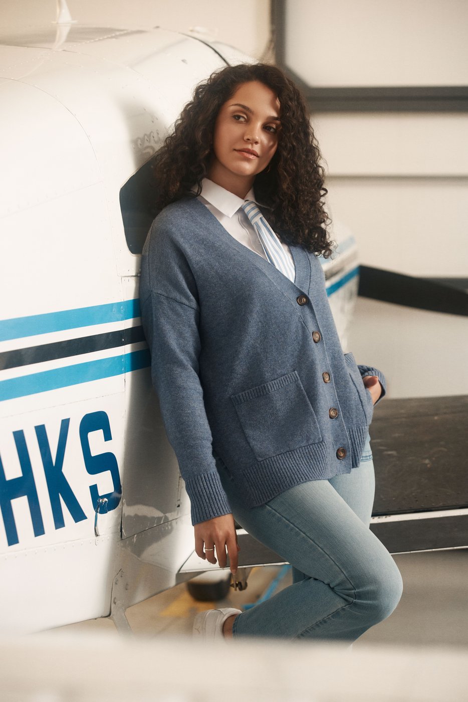 Blue cardigan