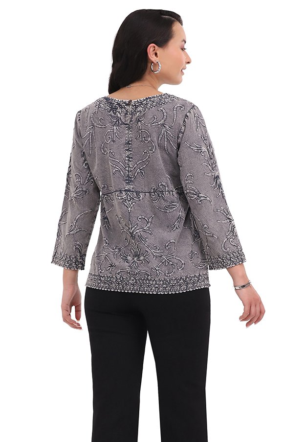 Gray embroidered tunic